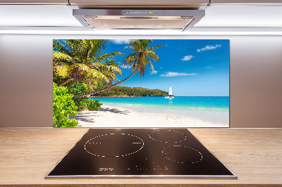 Rivestimento parete cucina con motivo spiaggia tropicale