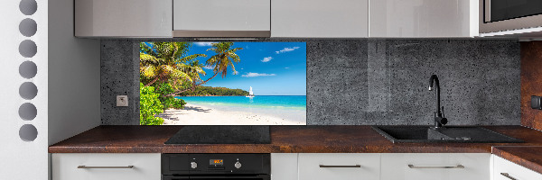 Rivestimento parete cucina con motivo spiaggia tropicale