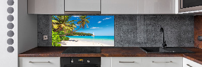 Rivestimento parete cucina con motivo spiaggia tropicale