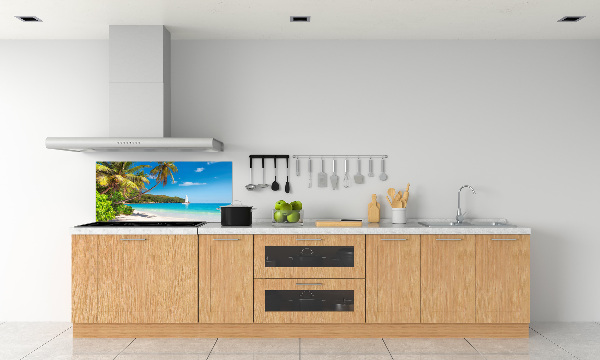 Rivestimento parete cucina con motivo spiaggia tropicale