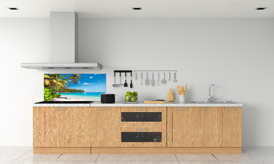 Rivestimento parete cucina con motivo spiaggia tropicale