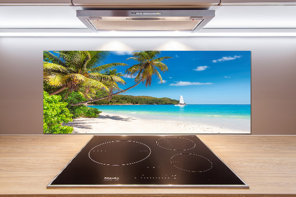 Rivestimento parete cucina con motivo spiaggia tropicale