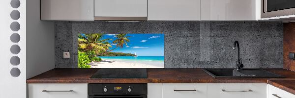 Rivestimento parete cucina con motivo spiaggia tropicale