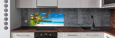 Rivestimento parete cucina con motivo spiaggia tropicale