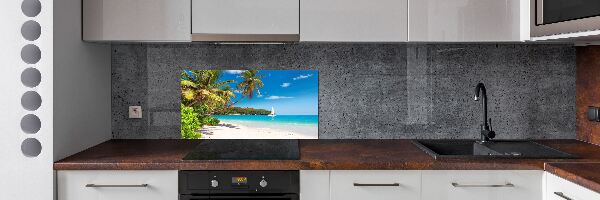 Rivestimento parete cucina con motivo spiaggia tropicale