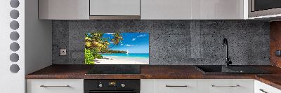 Rivestimento parete cucina con motivo spiaggia tropicale