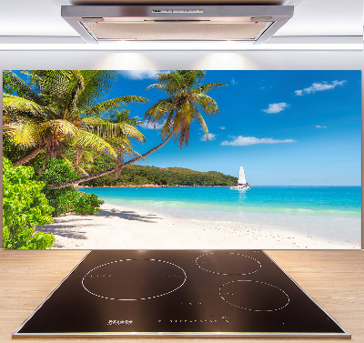 Rivestimento parete cucina con motivo spiaggia tropicale
