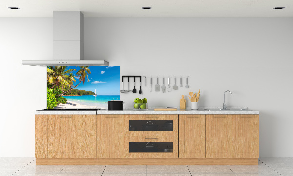 Rivestimento parete cucina con motivo spiaggia tropicale