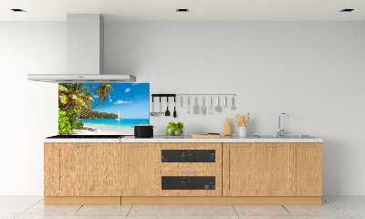 Rivestimento parete cucina con motivo spiaggia tropicale