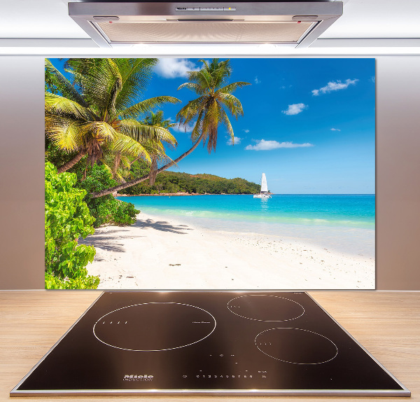 Rivestimento parete cucina con motivo spiaggia tropicale