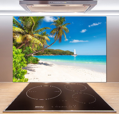 Rivestimento parete cucina con motivo spiaggia tropicale