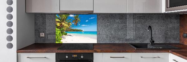 Rivestimento parete cucina con motivo spiaggia tropicale