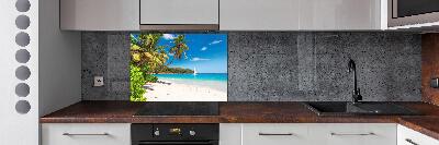 Rivestimento parete cucina con motivo spiaggia tropicale