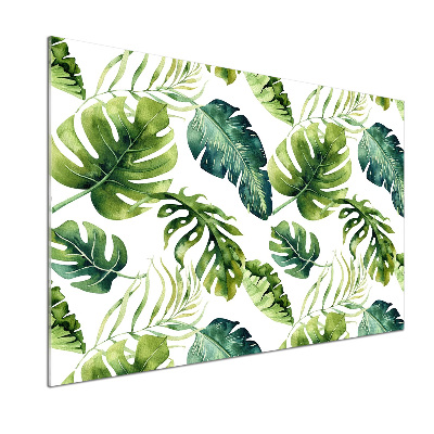 Pannello retrocucina con stampa a motivo di foglie tropicali