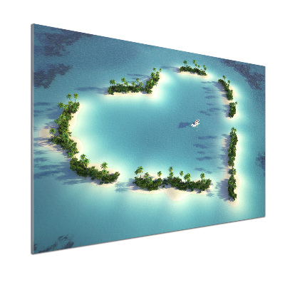 Pannello paraschizzi cucina a forma di isola a cuore