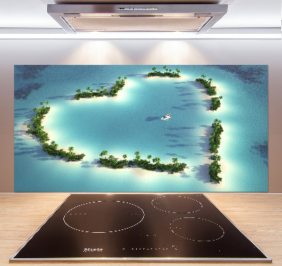 Pannello paraschizzi cucina a forma di isola a cuore