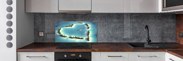 Pannello paraschizzi cucina a forma di isola a cuore