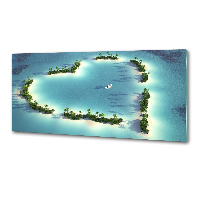 Pannello paraschizzi cucina a forma di isola a cuore