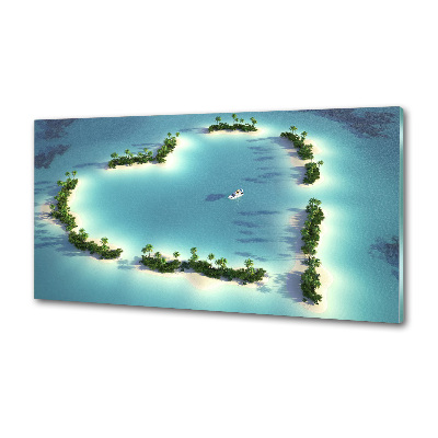 Pannello paraschizzi cucina a forma di isola a cuore