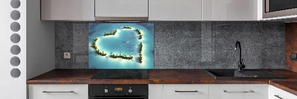 Pannello paraschizzi cucina a forma di isola a cuore