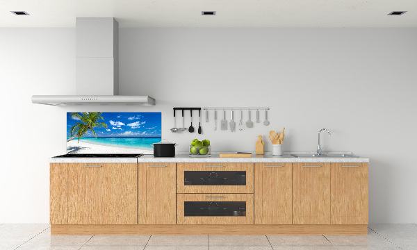 Rivestimento parete cucina con motivo 'Spiaggia tropicale'