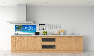 Rivestimento parete cucina con motivo 'Spiaggia tropicale'