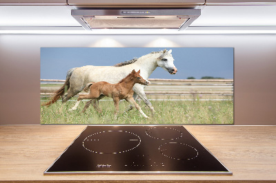 Rivestimento parete cucina con decorazione raffigurante una giumenta con il suo puledro