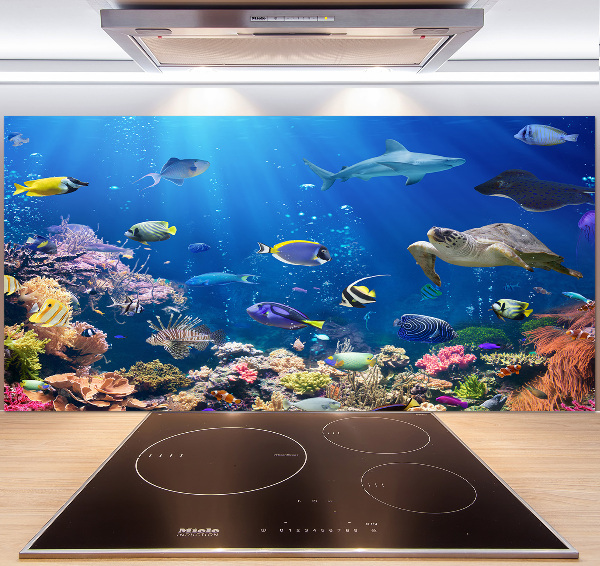 Rivestimento parete cucina con motivo barriera corallina