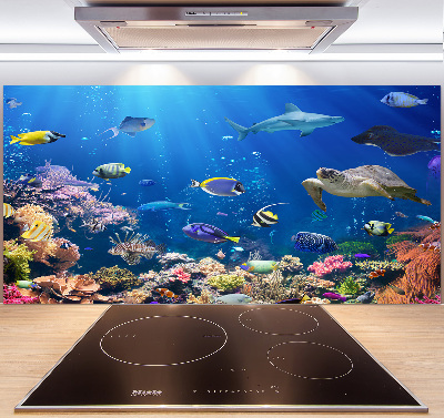 Rivestimento parete cucina con motivo barriera corallina