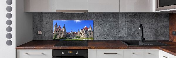 Rivestimento parete cucina con stampa del Castello di Moszna in Polonia