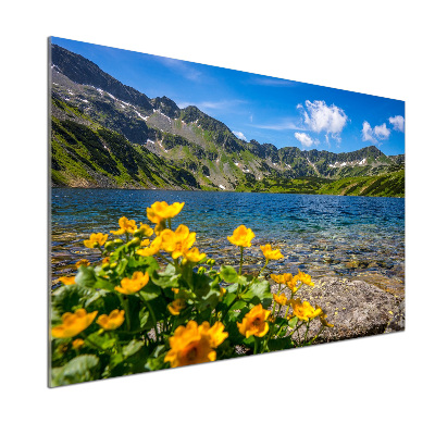 Pannello paraschizzi cucina con stampa raffigurante un lago tra le montagne