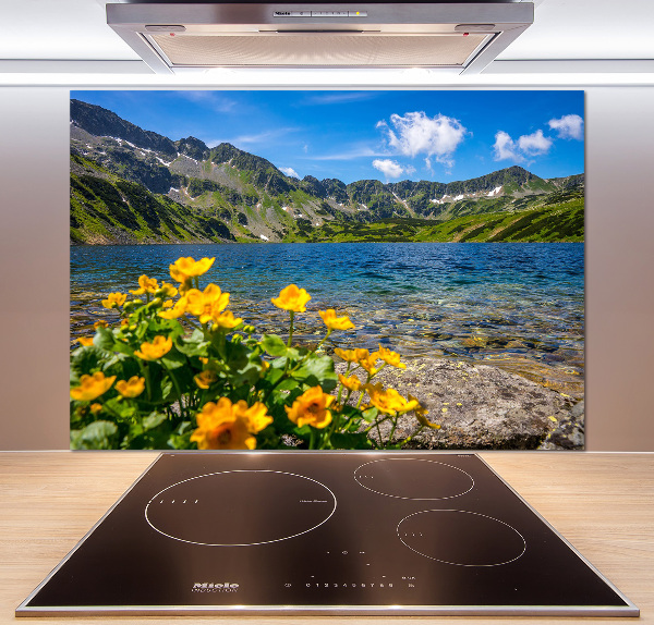 Pannello paraschizzi cucina con stampa raffigurante un lago tra le montagne