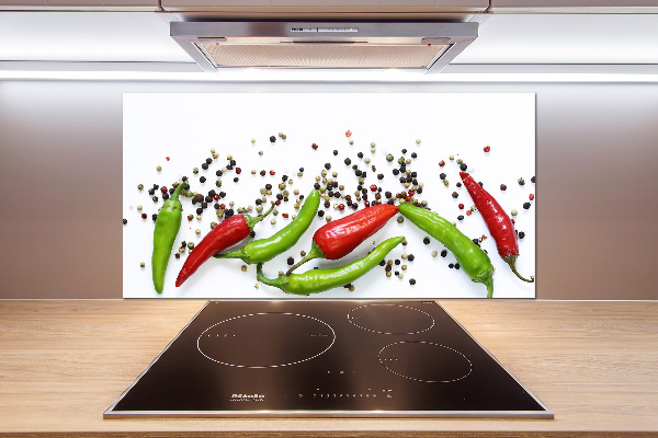 Rivestimento parete cucina con motivo di peperoncini