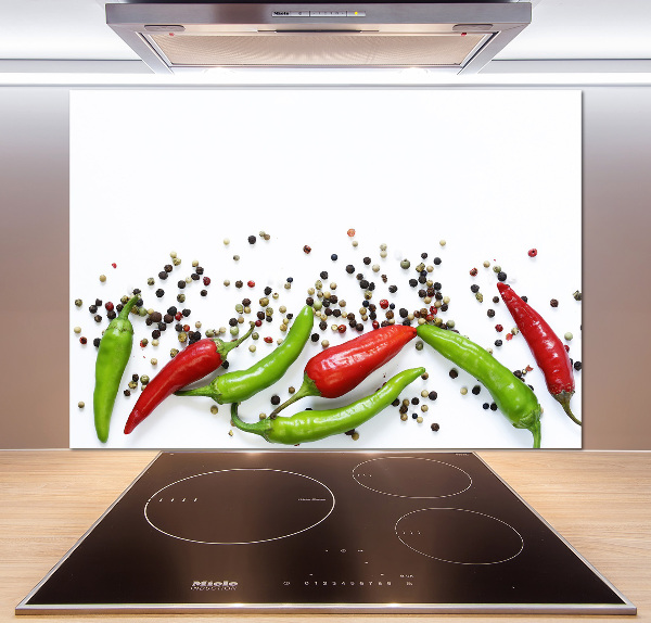 Rivestimento parete cucina con motivo di peperoncini