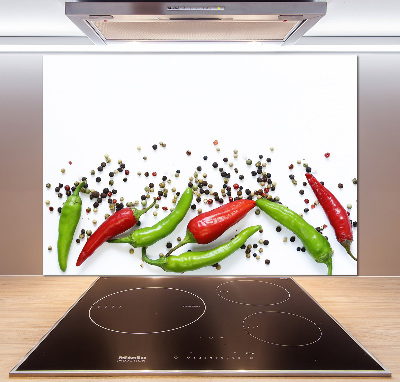 Rivestimento parete cucina con motivo di peperoncini