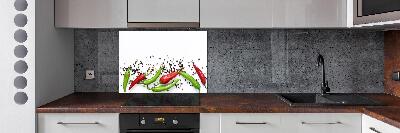Rivestimento parete cucina con motivo di peperoncini