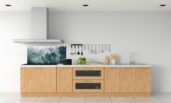 Rivestimento parete cucina con motivo Nebbia sulla foresta