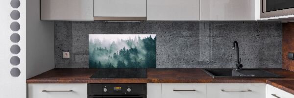 Rivestimento parete cucina con motivo Nebbia sulla foresta