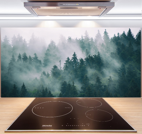 Rivestimento parete cucina con motivo Nebbia sulla foresta