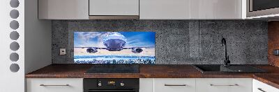 Pannello paraschizzi cucina con stampa raffigurante un aereo sopra la città