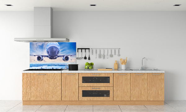 Pannello paraschizzi cucina con stampa raffigurante un aereo sopra la città