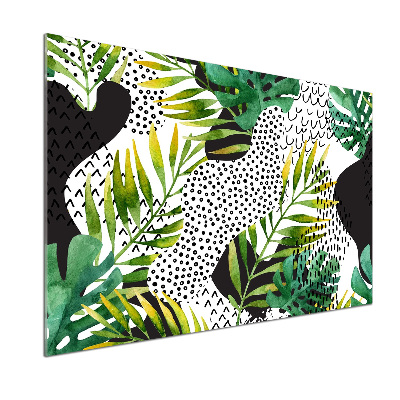 Pannello paraschizzi cucina con motivo foglie tropicali