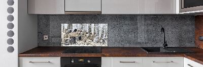 Pannello paraschizzi cucina con motivo «Lupi in inverno»