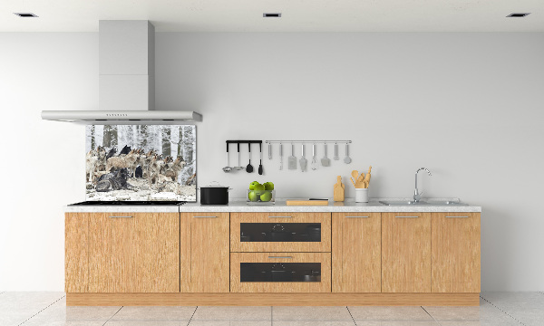 Pannello paraschizzi cucina con motivo «Lupi in inverno»