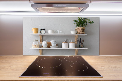 Pannello paraschizzi cucina con decorazioni raffigurate sullo scaffale