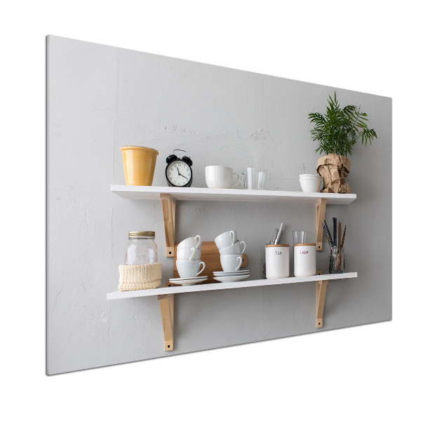 Pannello paraschizzi cucina con decorazioni raffigurate sullo scaffale