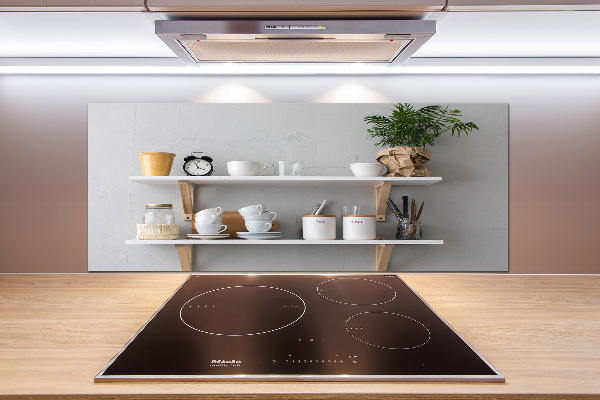 Pannello paraschizzi cucina con decorazioni raffigurate sullo scaffale