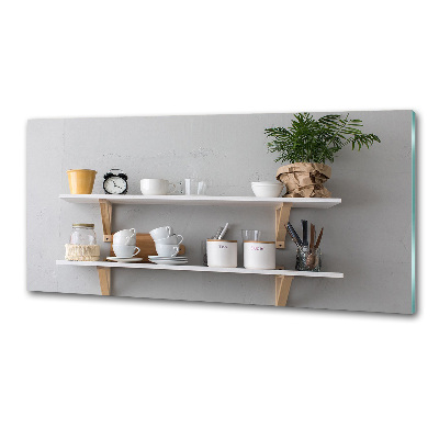 Pannello paraschizzi cucina con decorazioni raffigurate sullo scaffale