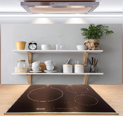 Pannello paraschizzi cucina con decorazioni raffigurate sullo scaffale