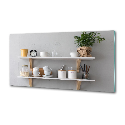 Pannello paraschizzi cucina con decorazioni raffigurate sullo scaffale